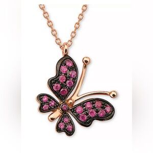 EFFY® Ruby Butterfly 16" Pendant Necklace (1/6 ct. t.w.) in 14k Rose Gold